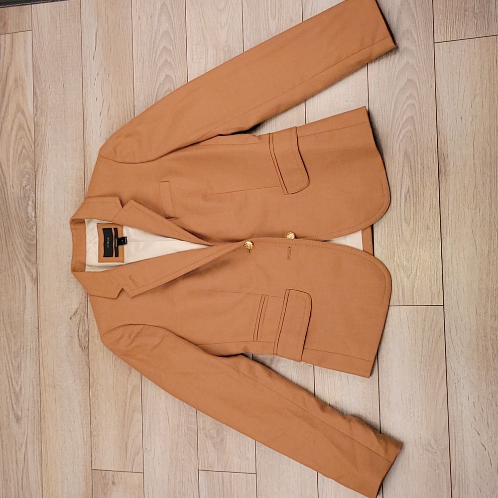J CREW Schoolboy Tan Brown Weave Wool Womens Size 2 Blazer Sport Coat